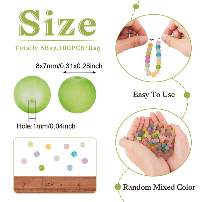 Craftdady 500Pcs 8mm Transparent Frosted Glass Beads Tiny Crystal Glass Round Loose Spacer Beads Random Mixed Colors for Jewelry Making Hole: 1mm - Image 2